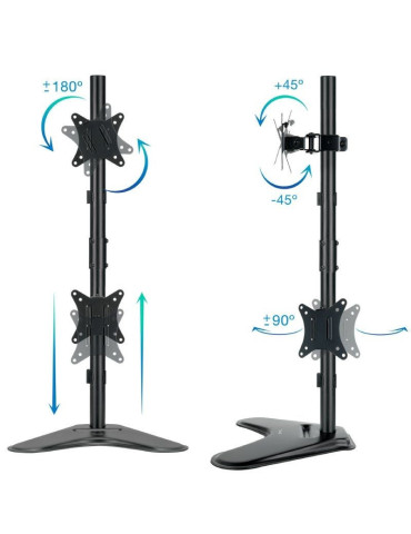 Soporte de Sobremesa para 2 Monitores TooQ DB1703TNV-B/ Giratorio/ Inclinable/ hasta 9kg 2