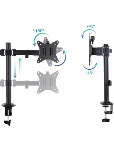 Soporte de Mesa para 2 Monitores TooQ DB1802TN-B/ Giratorio/ Inclinable/ hasta 8kg 2