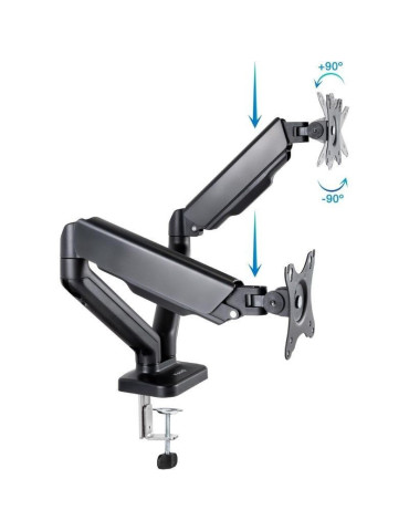 Soporte de Mesa para 2 Monitores TooQ DB5132TNR-B/ Giratorio/ Inclinable/ hasta 9kg 2