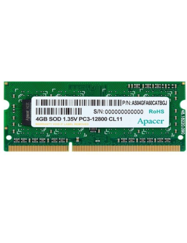 Memoria RAM Apacer 4GB/ DDR3L/ 1600MHz/ 1.35V/ SODIMM