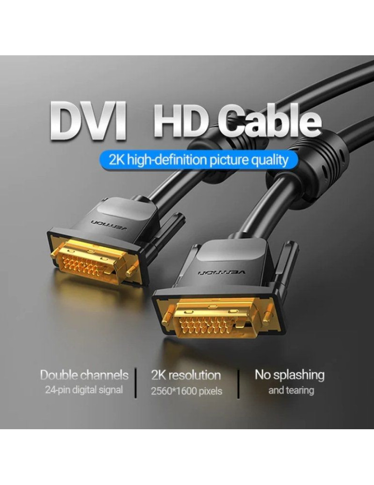 Cable DVI Vention EAABG/ DVI-D Macho - DVI-D Macho/ 1.5m/ Negro