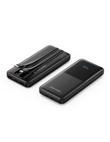 Powerbank 10000mAh Vention FHOB0/ 22.5W/ Negra/ Incluye Cable USB TIpo-C y Lightning 2