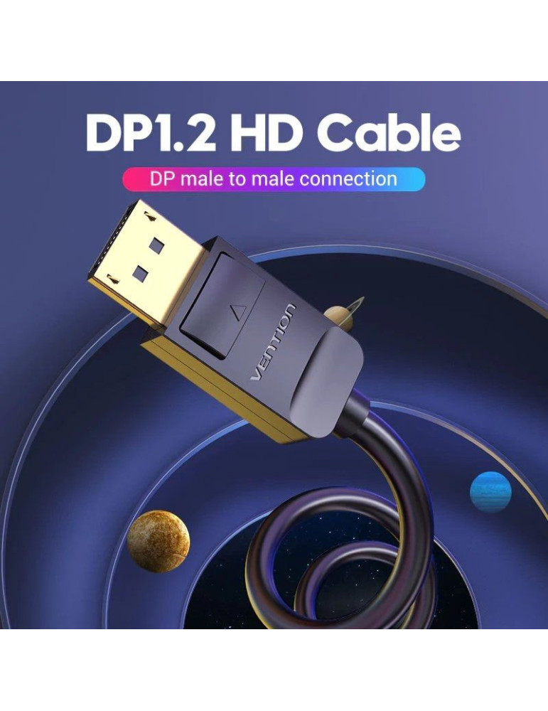 Cable DisplayPort 1.2 4K Vention HACBF/ DisplayPort Macho - DisplayPort Macho/ 1m/ Negro