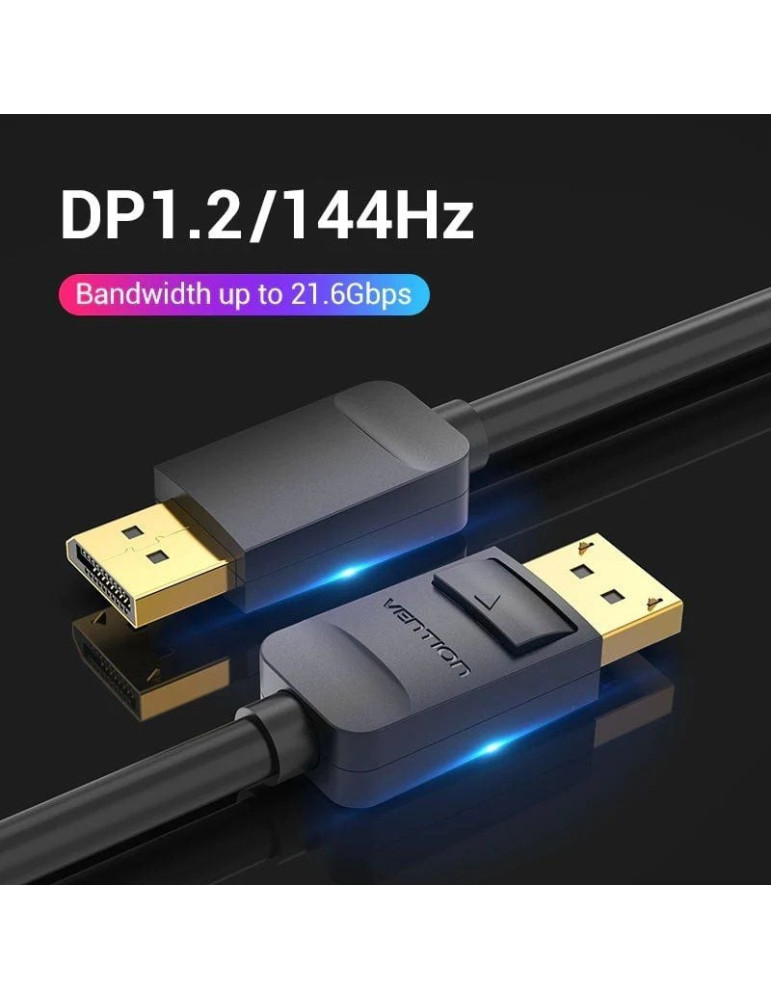 Cable DisplayPort 1.2 4K Vention HACBI/ DisplayPort Macho - DisplayPort Macho/ 3m/ Negro