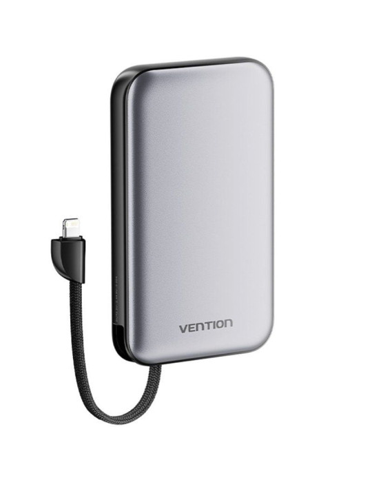 Powerbank 10000mAh Vention I12IA/ 20W/ Negra/ Incluye Cable USB Tipo-C y Lightning Powerbank 10000mAh Vention I12IA/ 20W/ Negra/ Incluye Cable USB Tipo-C y Lightning