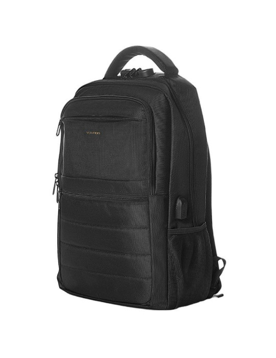 Mochila Vention KRKB0 para Portátiles hasta 17"/ Impermeable/ Puerto USB/ Antirrobo/ Negra
