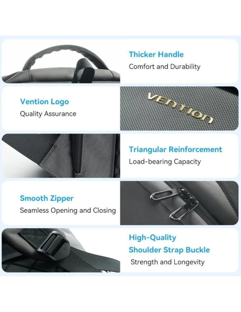 Mochila Vention KRNB0 para Portátiles hasta 15.6"/ 23L/ Gris Oscuro