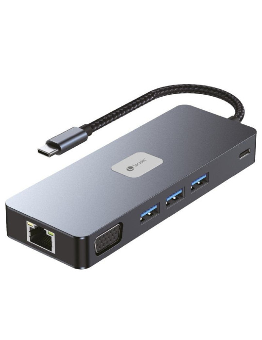 Docking USB Tipo-C Leotec LEDS03/ 3xUSB/ 1xUSB Tipo-C PD/ 1xHDMI 4K/ 1xDisplayPort/ 1xVGA/ 1xAudio/ 1xRJ45/ 1xLector Tarjetas SD