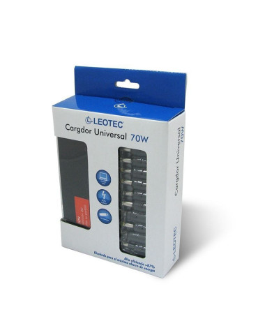 Cargador de Portátil Leotec/ 70W/ Automático/ 10 Conectores/ Voltaje 15-20V 2