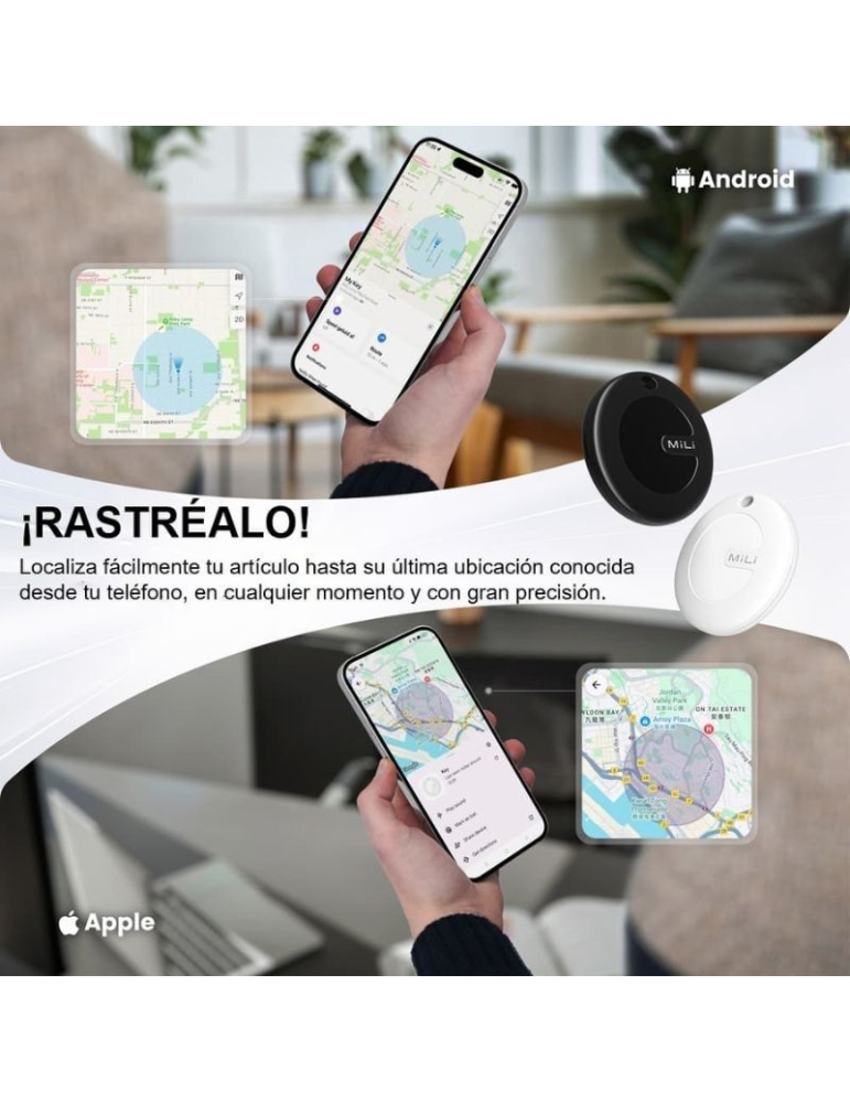 Localizador Leotec EasyTag Dual/ Negro/ Incluye Llavero Rojo