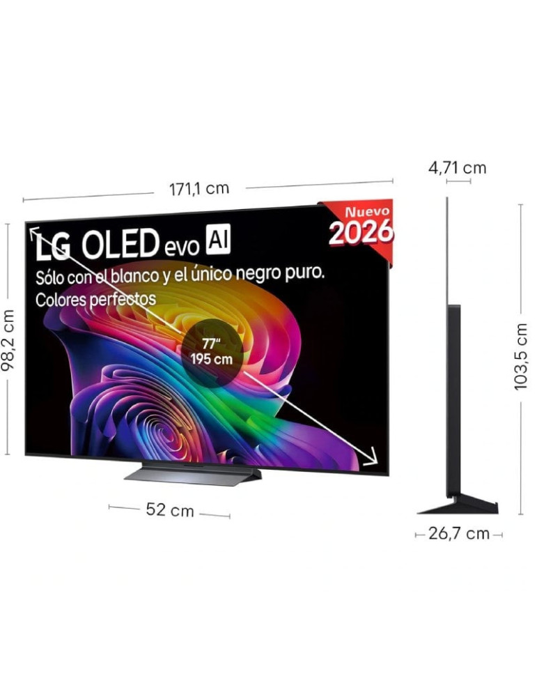 Televisor LG OLED evo AI C6 OLED77C66LB 77"/ Ultra HD 4K/ Smart TV/ WiFi