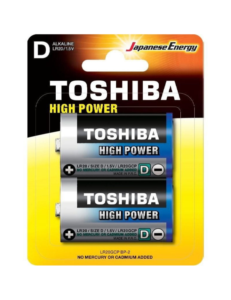 Pack de 2 Pilas D 2 Toshiba LR20/ 1.5V/ Alcalinas Pack de 2 Pilas D 2 Toshiba LR20/ 1.5V/ Alcalinas