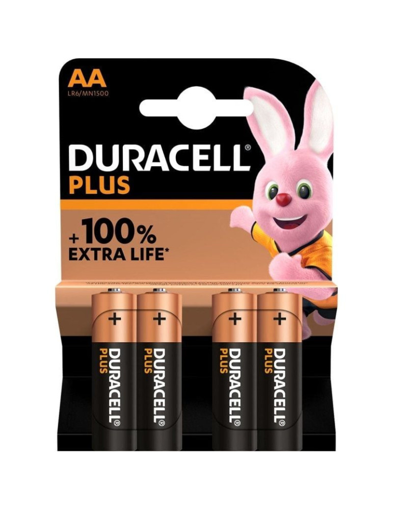 Pack de 4 Pilas AA Duracell Plus Extra Life LR6/ 1.5V/ Alcalinas Pack de 4 Pilas AA Duracell Plus Extra Life LR6/ 1.5V/ Alcalinas