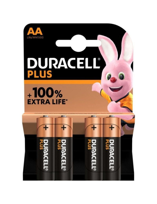 Pack de 4 Pilas AA Duracell Plus Extra Life LR6/ 1.5V/ Alcalinas Pack de 4 Pilas AA Duracell Plus Extra Life LR6/ 1.5V/ Alcalinas