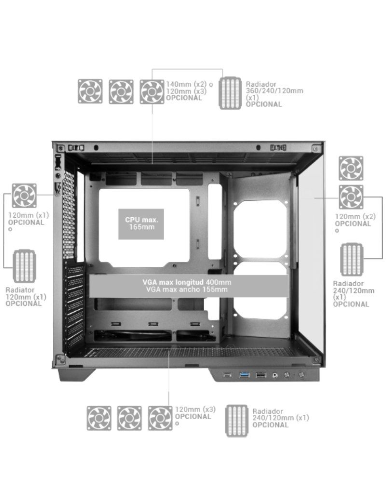 Caja Gaming Semitorre Mars Gaming MC-MIRAGE