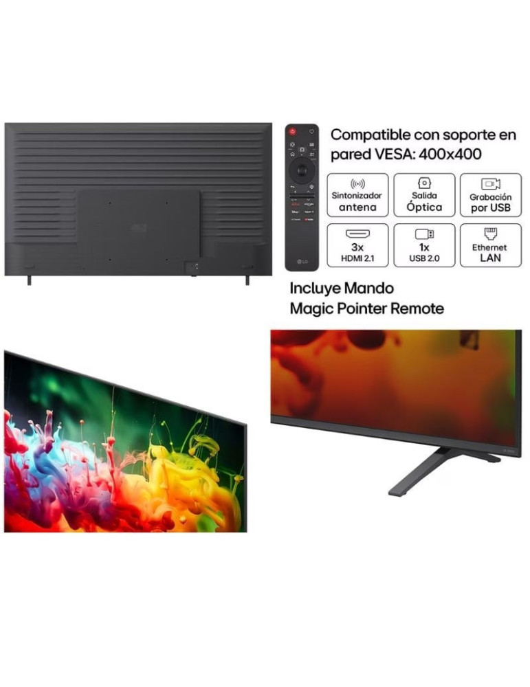 Televisor LG QNED evo AI QNED72 Mini LED 85QNED72B6A 85"/ Ultra HD 4K/ Smart TV/ WiFi