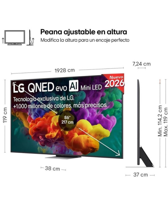 Televisor LG QNED evo AI QNED87 Mini LED 86QNED87B6A 86"/ Ultra HD 4K/ Smart TV/ WiFi