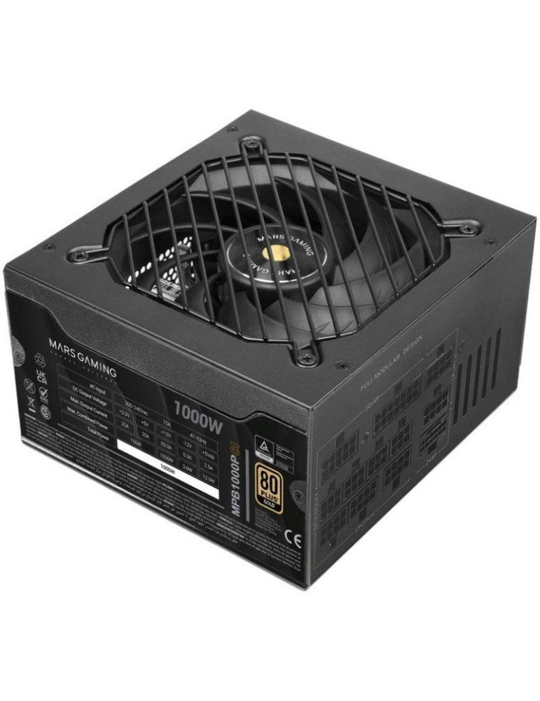 Fuente de Alimentación Mars Gaming MPB1000PSI/ 1000W/ Ventilador 14cm/ 80 Plus Gold Fuente de Alimentación Mars Gaming MPB1000PSI/ 1000W/ Ventilador 14cm/ 80 Plus Gold
