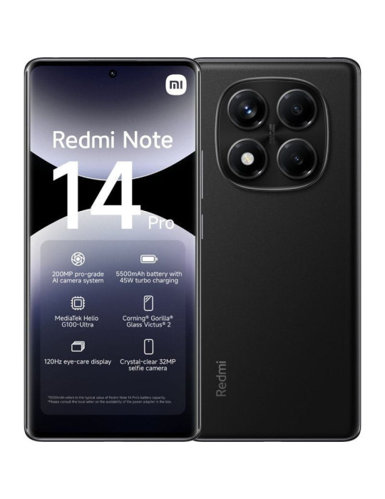 Smartphone Xiaomi Redmi Note 14 Pro 8GB/ 256GB/ 6.67"/ Negro Medianoche Smartphone Xiaomi Redmi Note 14 Pro 8GB/ 256GB/ 6.67"/ Negro Medianoche