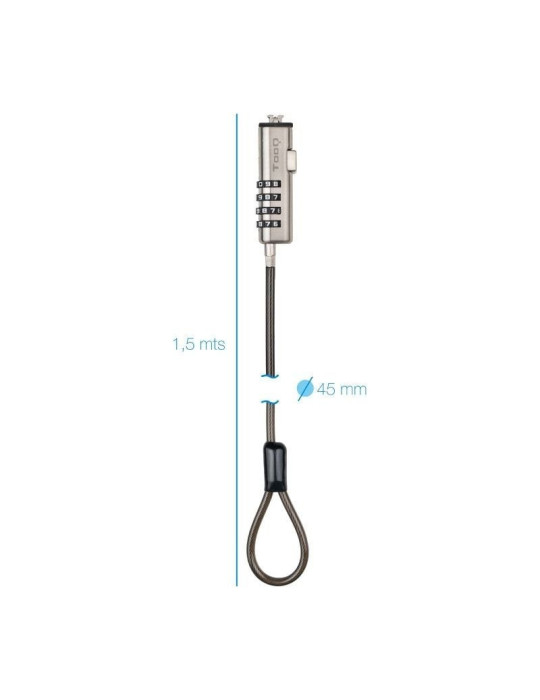 Cable de Seguridad Tipo NANO para Portátiles TooQ TQCLKC0035-G/ 1.5m