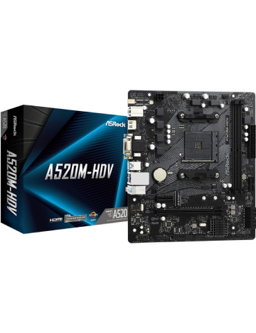 Placa Base Asrock A520M-HDV/ DDR4/ PCIe 3.0/ Socket AM4/ Micro ATX