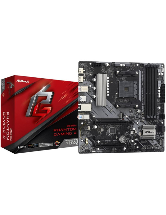 Placa Base Asrock B550M Phantom Gaming 4/ DDR4/ PCIe 4.0/ Socket AM4/ Micro ATX