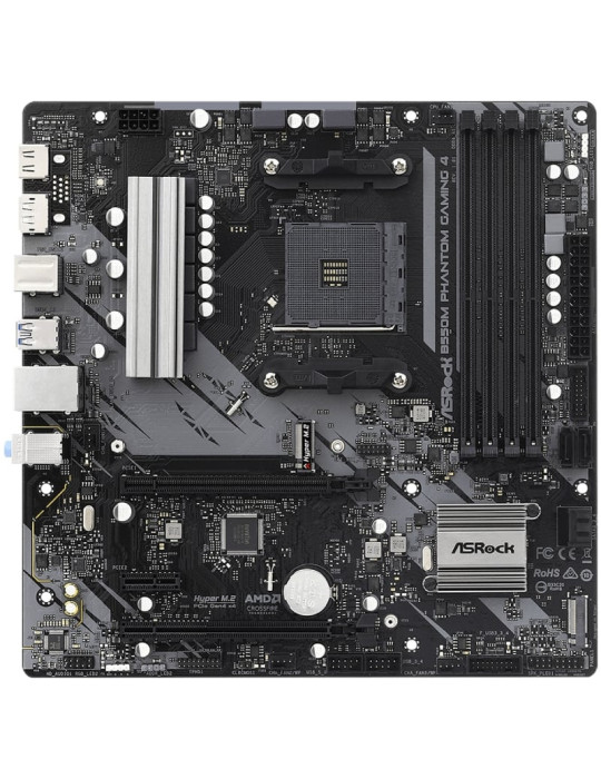 Placa Base Asrock B550M Phantom Gaming 4/ DDR4/ PCIe 4.0/ Socket AM4/ Micro ATX