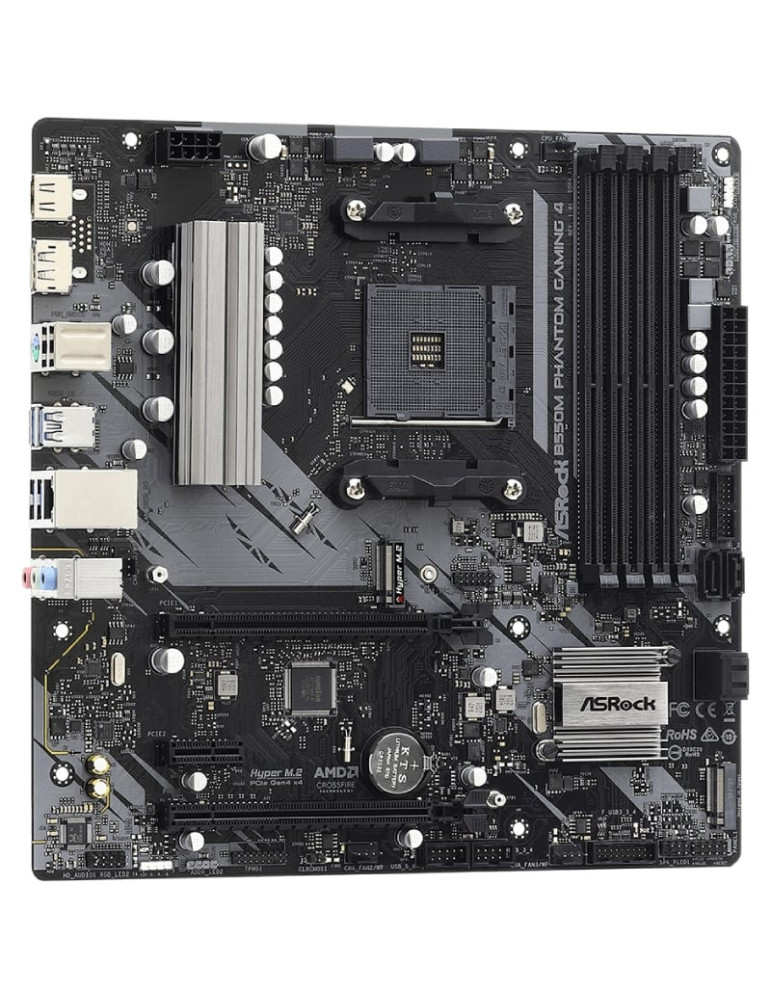 Placa Base Asrock B550M Phantom Gaming 4/ DDR4/ PCIe 4.0/ Socket AM4/ Micro ATX