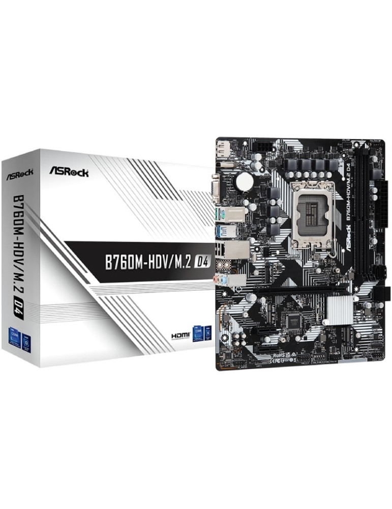 Placa Base Asrock B760M-HDV M2 D4 Socket 1700/ DDR4/ PCIe 4.0/ Micro ATX