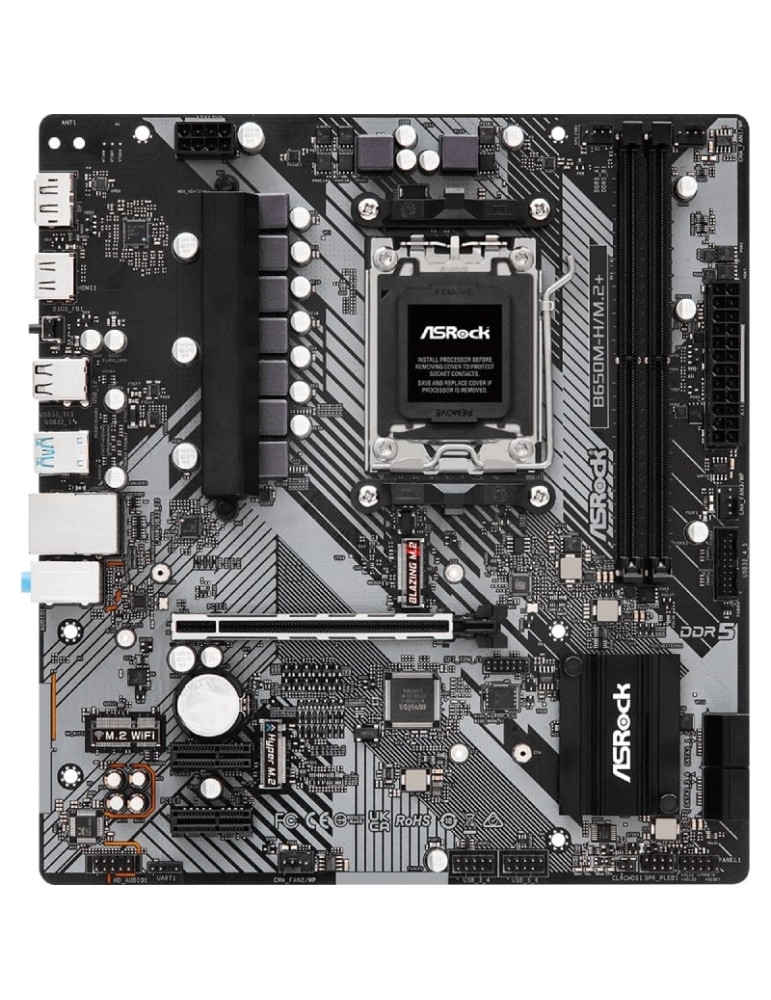 Placa Base Asrock B650M-H/M.2+/ DDR5/ PCIe 4.0/ Socket AM5/ Micro ATX