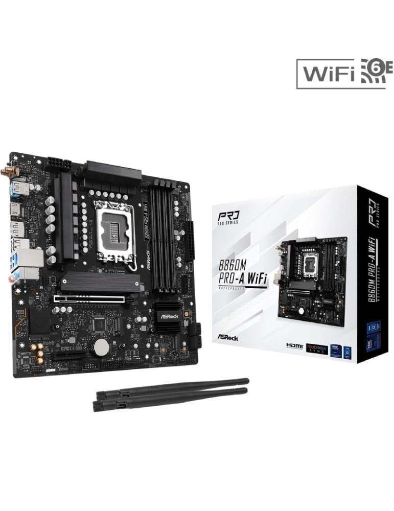 Placa Base Asrock B860M PRO-A WIFI Socket 1851/ DDR5/ PCIe 5.0/ Micro ATX