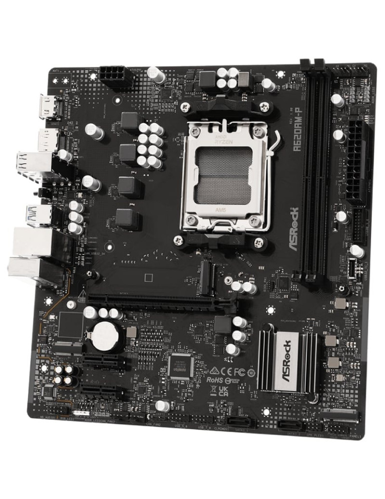 Placa Base Asrock A620AM-P/ DDR5/ PCIe 4.0/ Socket AM5/ Micro ATX