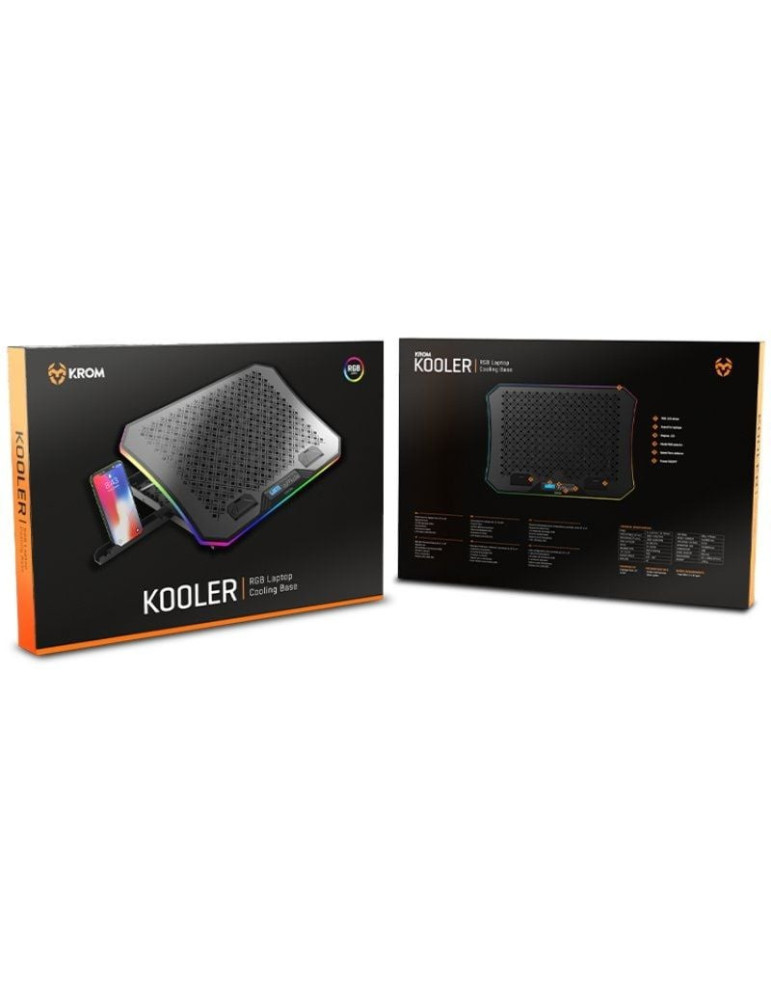 Soporte Refrigerante Krom Kooler para Portátiles hasta 19"/ Iluminación LED