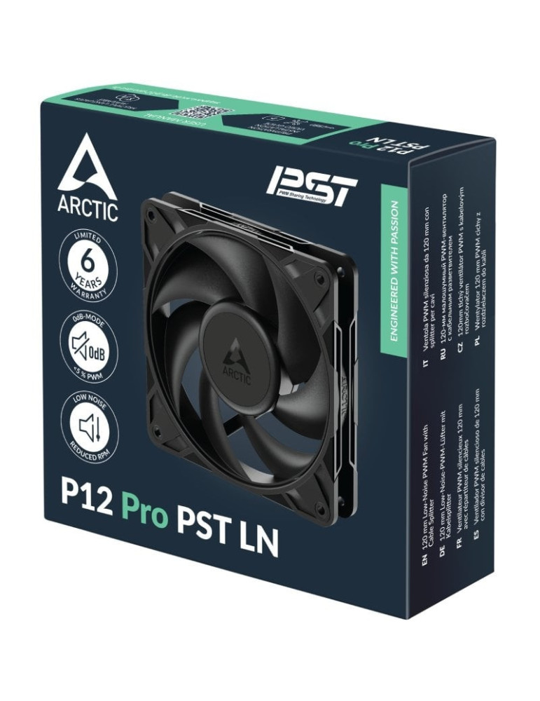 Ventilador Arctic P12 P12 Pro PST LN/ 12cm/ Negro