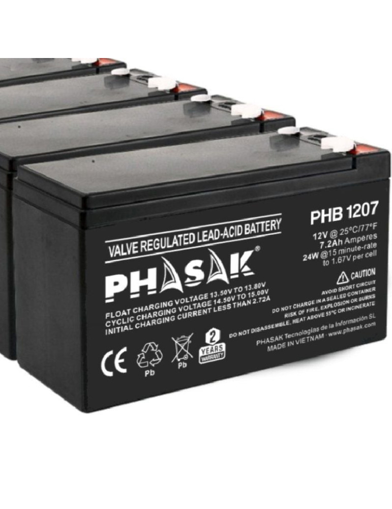 Batería Phasak PHB 1207 compatible con SAI/UPS PHASAK según especificaciones Batería Phasak PHB 1207 compatible con SAI/UPS PHASAK según especificaciones