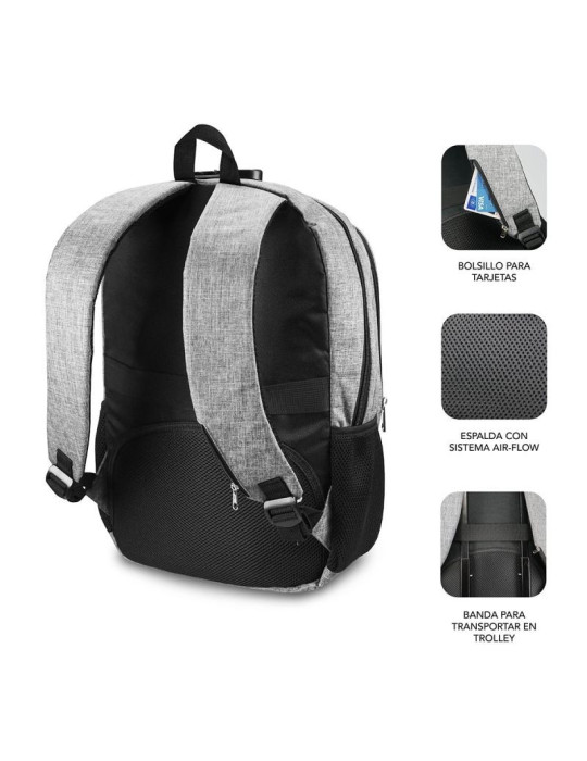 Mochila Subblim Urban Lock para Portátiles hasta 16"/ Puerto USB/ Antirrobo/ Gris