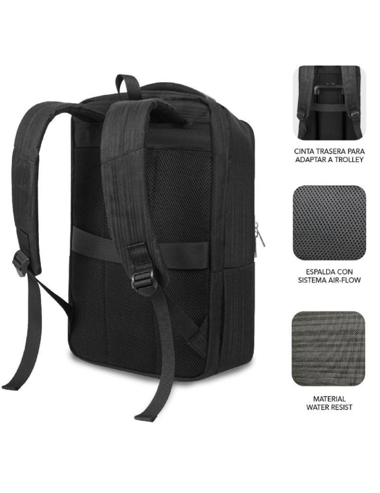 Mochila Subblim Business V2 AP Backpack para Portátiles hasta 15.6"/ Puerto USB/ Negra