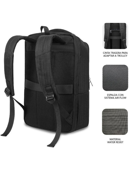 Mochila Subblim Business V2 AP Backpack para Portátiles hasta 15.6"/ Puerto USB/ Negra