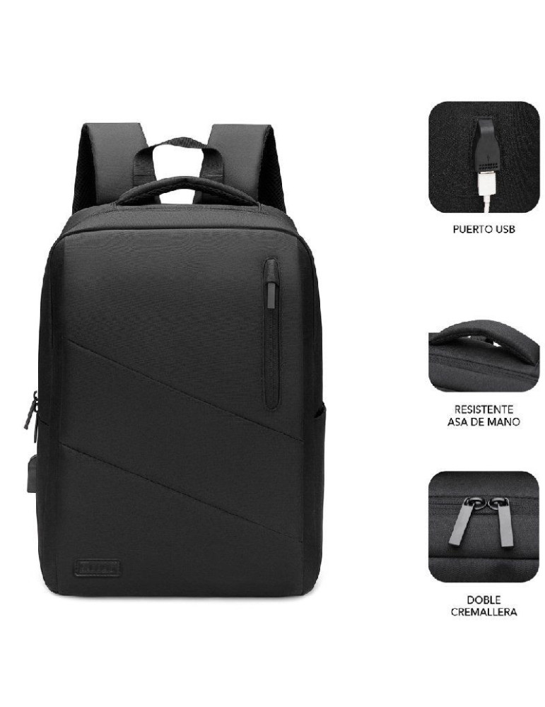Mochila Subblim City Backpack para Portátiles hasta 15.6"/ Puerto USB/ Negra
