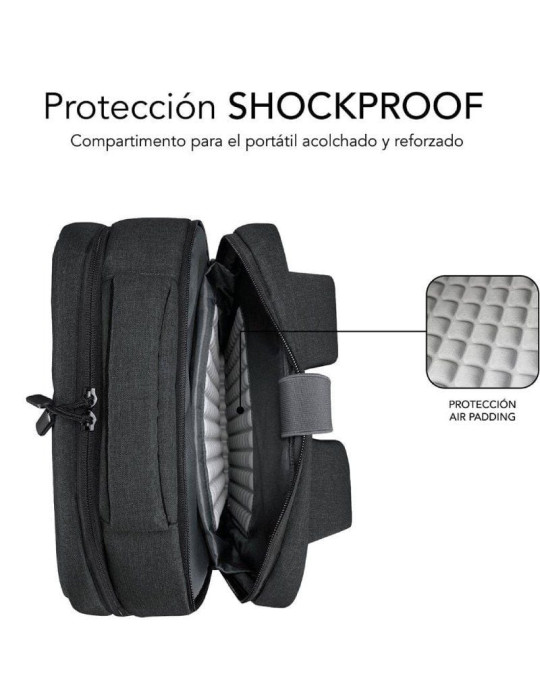 Mochila Subblim Traveller Airpadding Backpack para Portátiles hasta 15.6"/ Puerto USB/ Gris