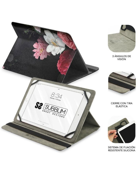 Funda Subblim Trendy Case Rosas para Tablet de 11"/ Negra