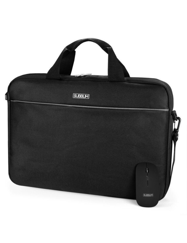 Maletín + Ratón Inalámbrico Subblim Select Pack para Portátiles hasta 15.6"/ Cinta para Trolley/ Negro