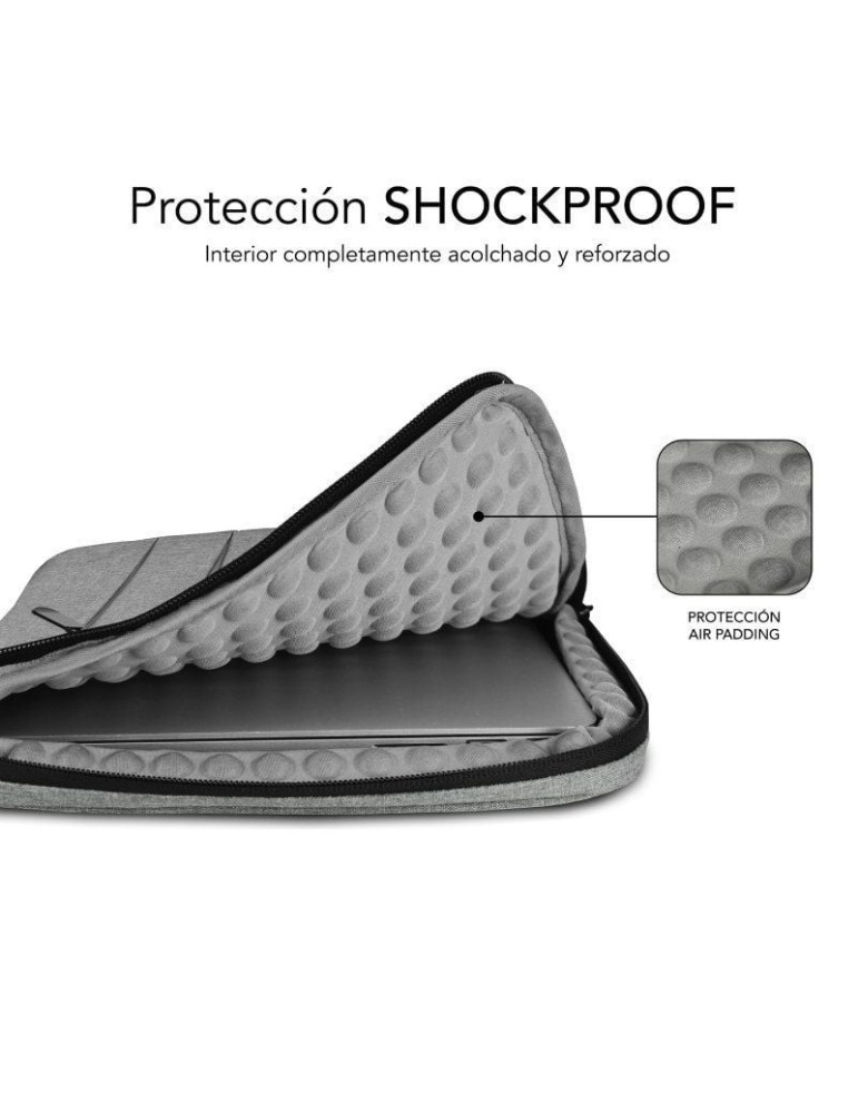 Funda Subblim Air Padding 360 Sleeve para Portátiles hasta 15.6"/ Gris Claro