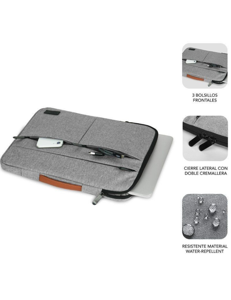Funda Subblim Air Padding 360 Sleeve para Portátiles hasta 15.6"/ Gris Claro