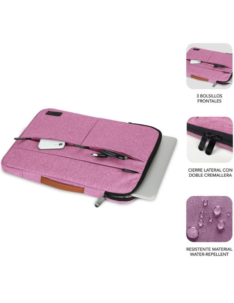 Funda Subblim Air Padding 360 Sleeve para Portátiles hasta 15.6"/ Rosa