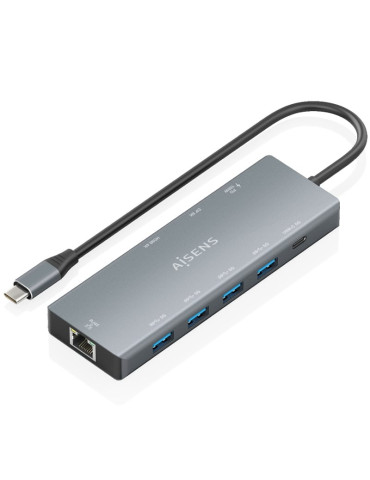 Docking USB Tipo-C Aisens ASUC-9P051-GR/ 1xDisplayPort/ 1xHDMI 4K/ 4xUSB/ 1xUSB Tipo-C/ 1xRJ45/ 1xUSB Tipo-C PD/ Gris