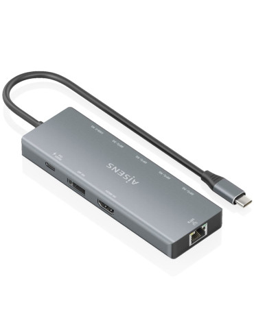 Docking USB Tipo-C Aisens ASUC-9P051-GR/ 1xDisplayPort/ 1xHDMI 4K/ 4xUSB/ 1xUSB Tipo-C/ 1xRJ45/ 1xUSB Tipo-C PD/ Gris 2