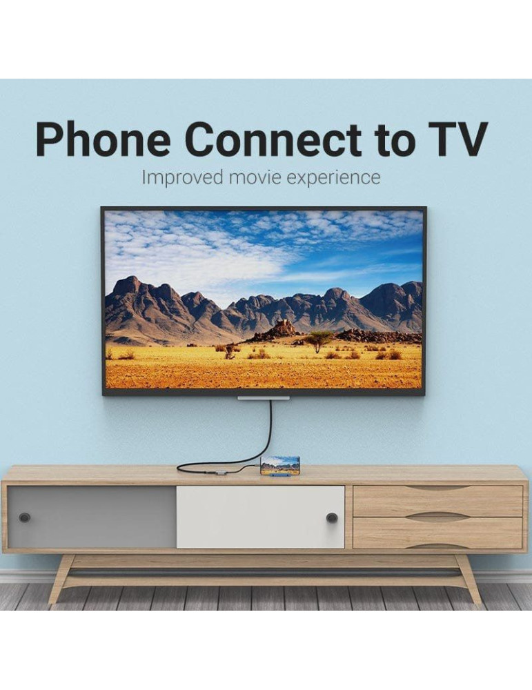 Conversor Vention TDEHB/ USB Tipo-C Macho - HDMI Hembra/ 15cm/ Plata