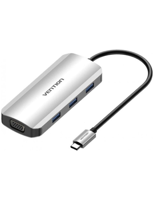 Docking USB Tipo-C Vention TOIHB/ 1xHDMI 4K/ 1xVGA/ 3xUSB/ 1xUSB Tipo-C PD/ Gris Docking USB Tipo-C Vention TOIHB/ 1xHDMI 4K/ 1xVGA/ 3xUSB/ 1xUSB Tipo-C PD/ Gris