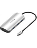 Docking USB Tipo-C Vention TOIHB/ 1xHDMI 4K/ 1xVGA/ 3xUSB/ 1xUSB Tipo-C PD/ Gris
